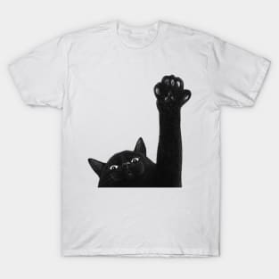 Black cat with paw T-Shirt